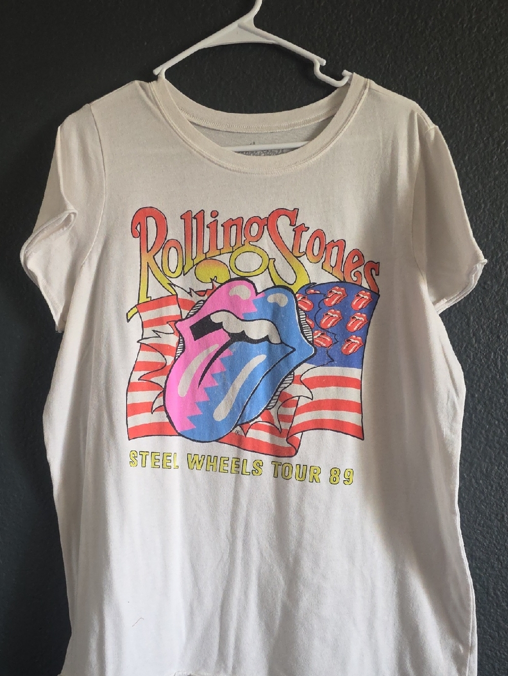 torrid White Short Sleeve Rolling Stones Tour Graphic Tee with Multicolor Tongue